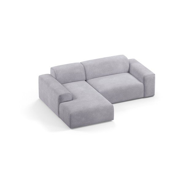 Šviesiai pilka aksominė kampinė sofa Marie Claire Home Karen, 250 cm, kairysis kampas-image-3