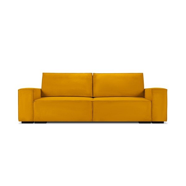 Geltona aksominė sofa-lova Mazzini Sofas Azalea-image-2