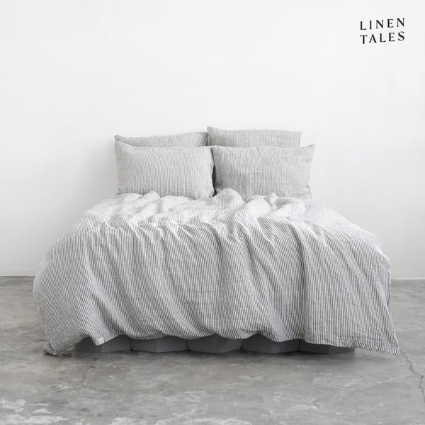 Juodai balta lininė patalynė dvigulėms lovoms 200x200 cm - Linen Tales