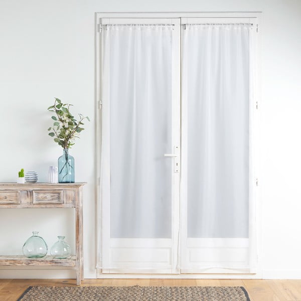 Baltos spalvos iš mikrosatino permatomos užuolaidos 2 vnt. 70x200 cm Voiline – douceur d'intérieur-image-2