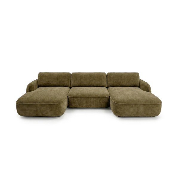 Žalios spalvos sulankstoma/su sandėliavimo vieta kampinė sofa iš velveto („U“ formos) Celeste – Bobochic Paris