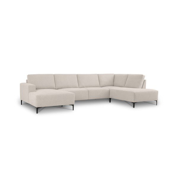 Smėlio spalvos kampinė sofa iš šenilinio audinio (su dešiniuoju kampu/„U“ formos) Fabian – Scandic-image-2