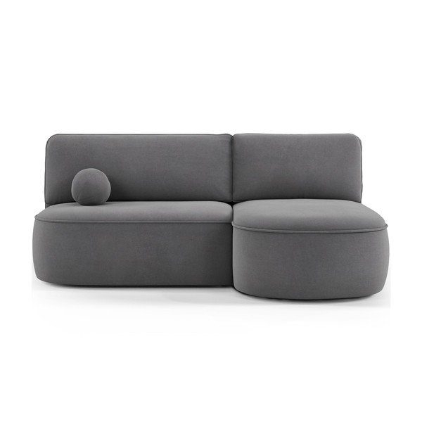 Pilkos spalvos sulankstoma/su sandėliavimo vieta kampinė sofa iš velveto (su dešiniuoju kampu/su gultu) Livosa – ELTAP