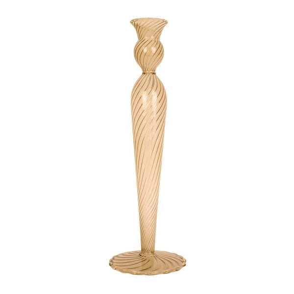 Šviesiai ruda stiklo žvakidė PT LIVING Swirl, aukštis 26,5 cm
