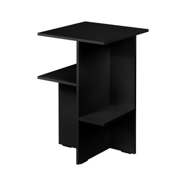 Juodos spalvos naktinis staliukas su lentynomis Atik – noo.ma