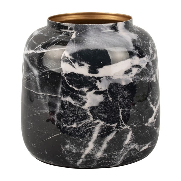 Juoda-balta geležinė žvakidė PT LIVING Marble, aukštis 12,5 cm