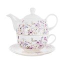 Baltos spalvos/violetinės spalvos iš porceliano arbatos rinkinys Louka – Orion