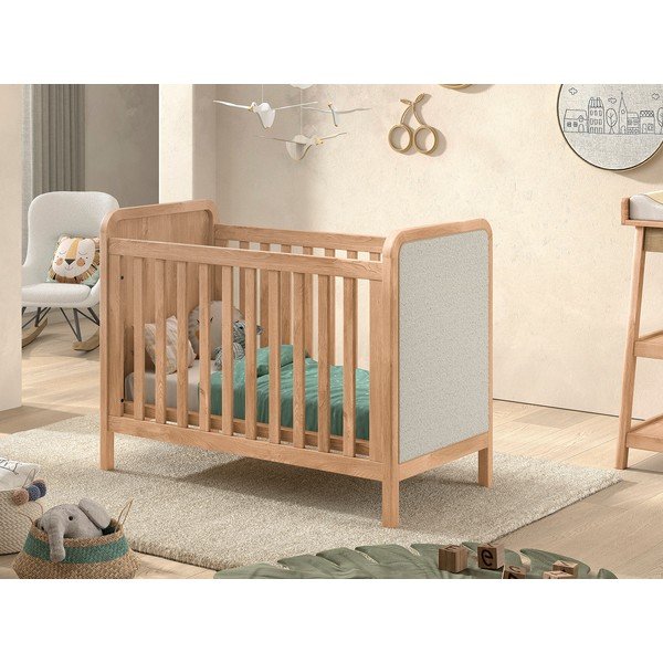Natūralios spalvos vaikiška lovelė reguliuojamas aukštis 60x120 cm Woods – Vipack-image-1