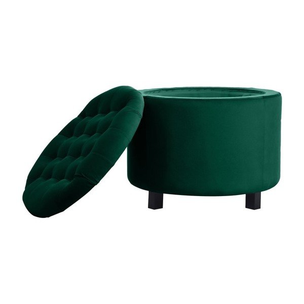 Tamsiai žalias pufas su daiktadėže "JohnsonStyle Estrid French Velvet", ⌀ 52 cm-image-2
