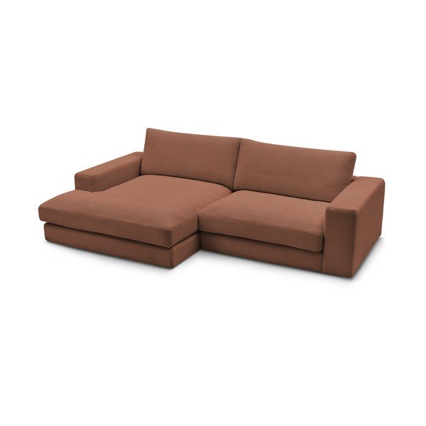 Terakotos spalvos iš kordinio velveto kampinė sofa (su kairiuoju kampu/su gultu) Leonard – Bobochic Paris-image-3