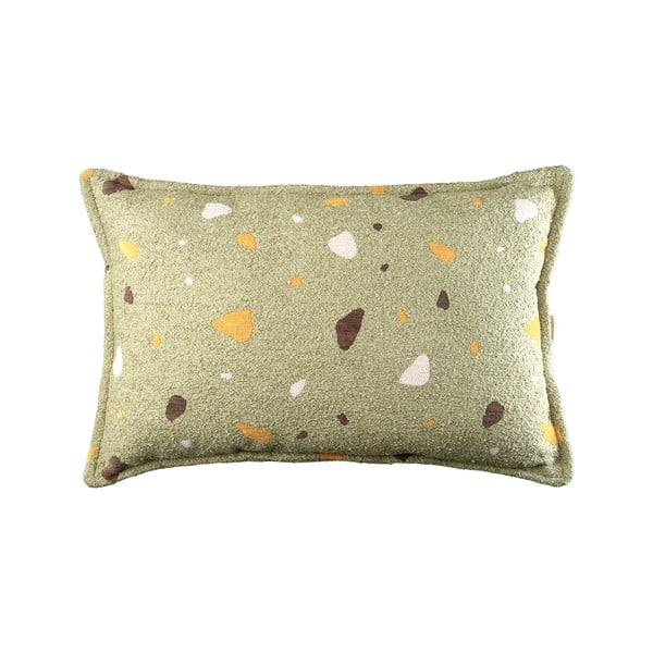 Žalios spalvos iš boucle/iš šenilinio audinio vaikiška sofos pagalvėlė Terrazzo Bolster – Wigiwama