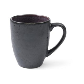 Juodos spalvos akmens masės puodelis su rankena ir violetine vidine glazūra Bitz Mensa, 300 ml