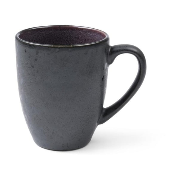 Juodos spalvos akmens masės puodelis su rankena ir violetine vidine glazūra Bitz Mensa, 300 ml