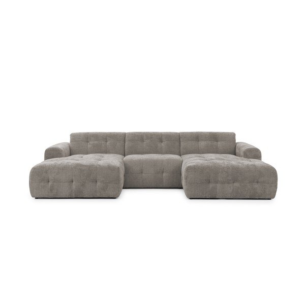 Pilkos spalvos kampinė sofa („U“ formos/su gultu) Melva – Ropez-image-3