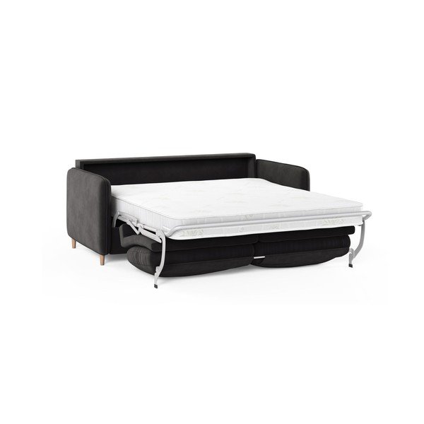 Tamsiai pilkos spalvos sofa miegojimui iš velveto 184 cm – Micadoni -image-1