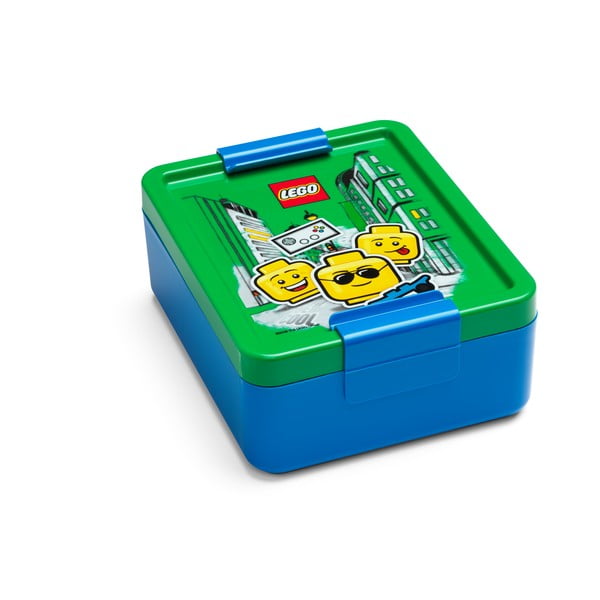 Mėlyna užkandžių dėžutė su žaliu dangteliu LEGO® Iconic