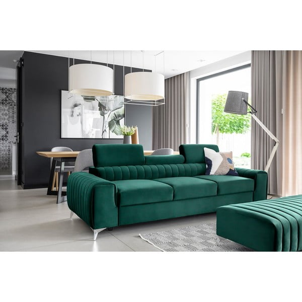 Žalios spalvos iš velveto sulankstoma sofa 261 cm Laurence – ELTAP-image-1