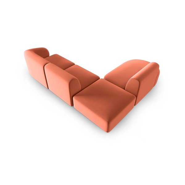 Rožinės spalvos iš velveto kampinė sofa (su kairiuoju kampu/„L“ formos) Paolo – Milo Casa-image-3