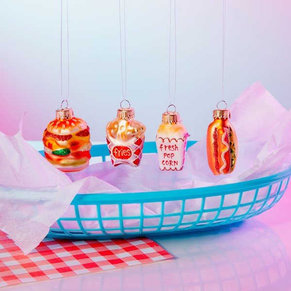 Iš stiklo eglutės papuošimai 4 vnt. Fast Food – Sass & Belle-image-1