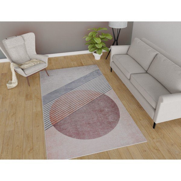 Skalbiamas kilimas šviesiai rožinės spalvos/šviesiai pilkos spalvos 160x230 cm – Vitaus-image-1