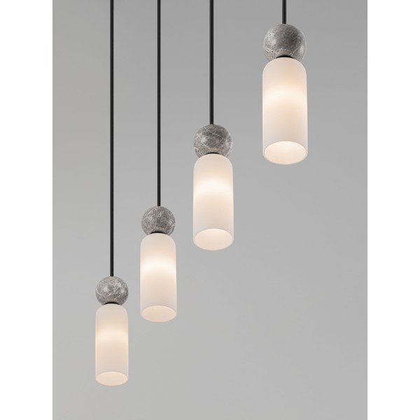 Matinės juodos spalvos iš akmens kabantis šviestuvas su stiklo gaubtu Filomena – Nova Luce-image-1