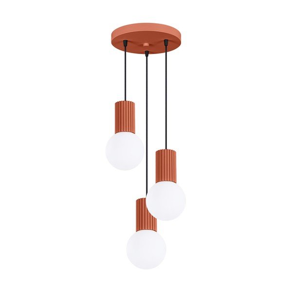 Terakotos spalvos iš metalo kabantis šviestuvas ø 25 cm su stiklo gaubtu Orbital – Sollux