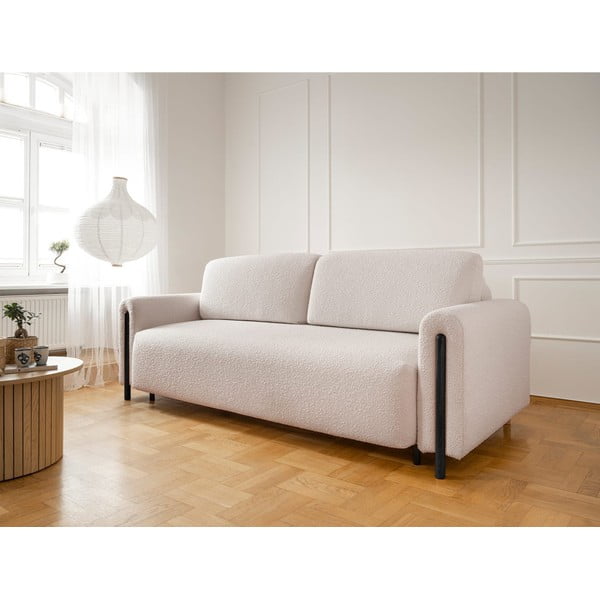 Smėlio spalvos/kreminės spalvos iš boucle sulankstoma/su sandėliavimo vieta sofa 244 cm Arcadova – ELTAP-image-3
