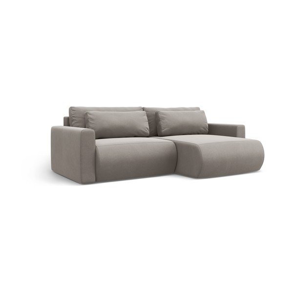 Šviesiai pilkos spalvos iš velveto sulankstoma/su sandėliavimo vieta kampinė sofa Belfast – Cosmopolitan Design-image-2