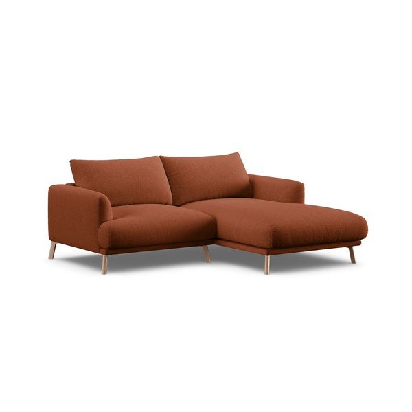 Terakotos spalvos kampinė sofa (su dešiniuoju kampu/su gultu) Naomi – Micadoni 