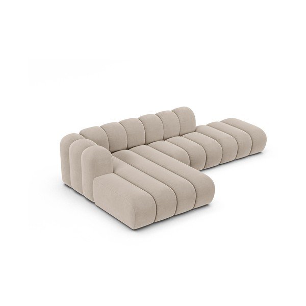 Kampinė sofa smėlio spalvos (su kairiuoju kampu) Lupine – Micadoni Home-image-2