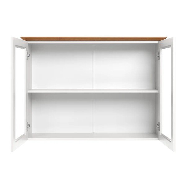 Baltos spalvos/gintarinės spalvos iš pušies masyvo pakabinama vitrina 105x80x35 cm Teramo – Støraa-image-3