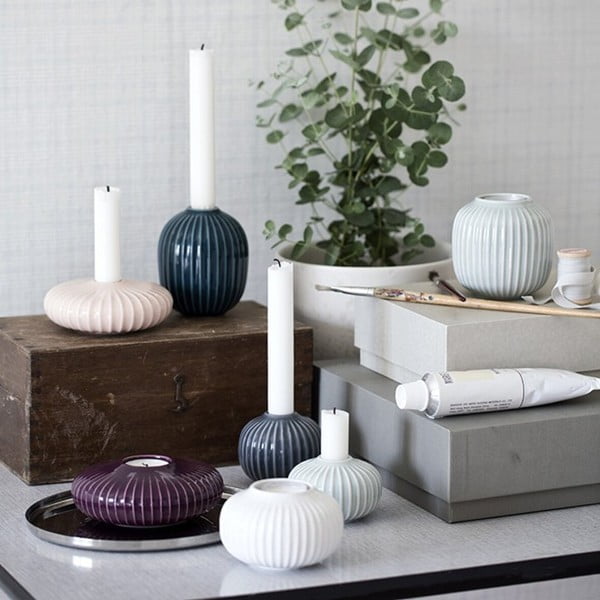 Balta porcelianinė žvakidė Kähler Design Hammershoi, ⌀ 10 cm-image-1