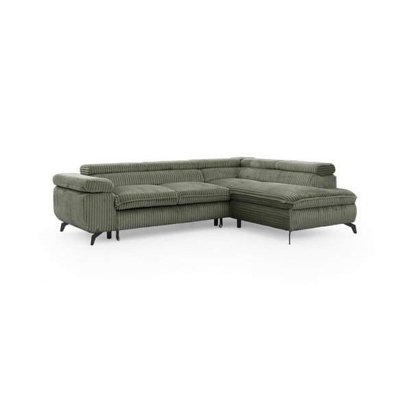 Žalios spalvos kampinė sofa iš kordinio velveto (su dešiniuoju kampu/„L“ formos) Marbeya  – Ropez-image-2
