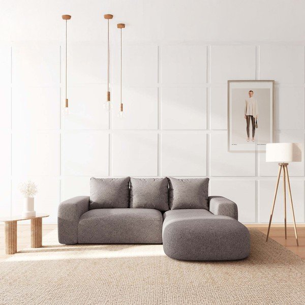 Pilkos spalvos kampinė sofa (su dešiniuoju kampu/su gultu) Monce – Rodier-image-1