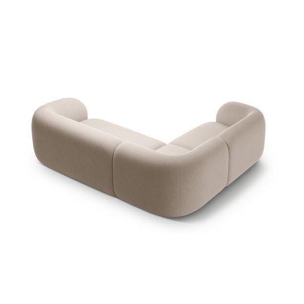 Smėlio spalvos kampinė sofa iš velveto (su kairiuoju kampu/„L“ formos) Kate – Micadoni -image-3