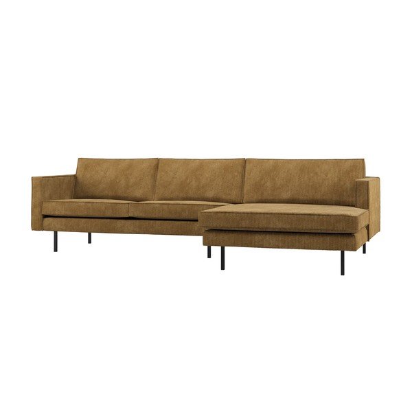 Ochros spalvos kampinė sofa (su dešiniuoju kampu/su gultu) Rodeo – WOOOD