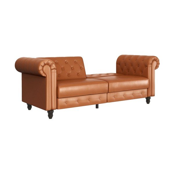 Iš dirbtinės odos sulankstoma sofa konjako rudos spalvos 236 cm Felix – Støraa-image-1