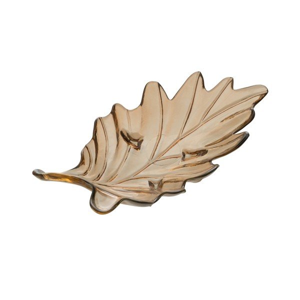 Iš stiklo dekoratyvinis padėklas 19,5x35 cm Leaf – Ixia