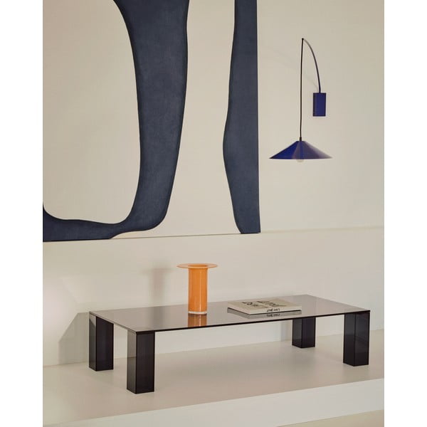 Tamsiai pilkos spalvos iš stiklo kavos staliukas 60x140 cm Adularia – Kave Home-image-1