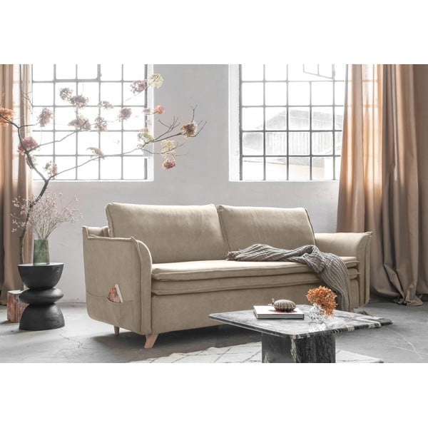 Iš velveto sulankstoma sofa smėlio spalvos 225 cm Charming Charlie – Miuform-image-3