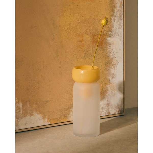 Geltonos spalvos iš stiklo  vaza (aukštis 30,5 cm) Kelse – Kave Home-image-1