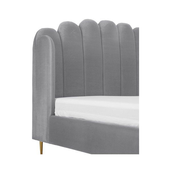 Pilka minkšta lova Westwing Collection Glamour, 180 x 200 cm-image-1