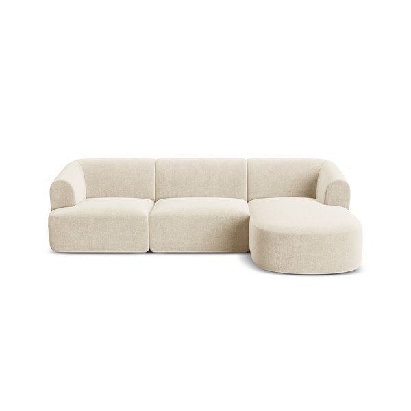 Smėlio spalvos kampinė sofa iš velveto (su dešiniuoju kampu/su gultu) Campi – Cosmopolitan Design-image-3