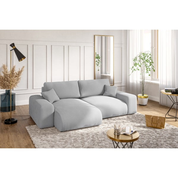Iš kordinio velveto kampinė sofa šviesiai pilkos spalvos (kintama) Justin – Ropez-image-1