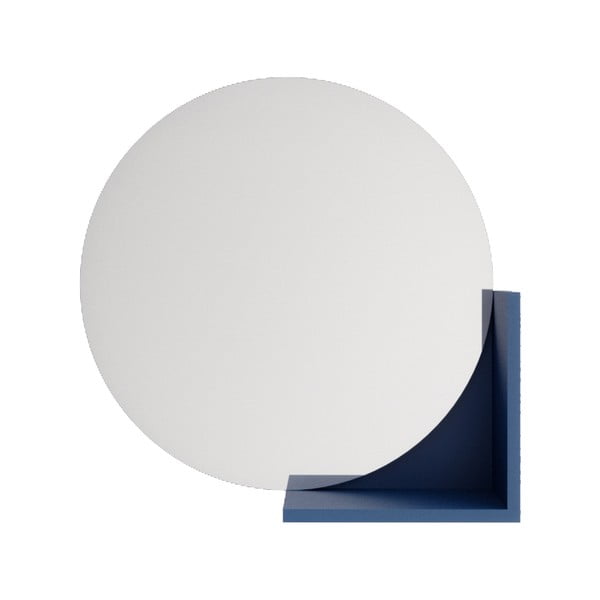 Sieninis veidrodis su tamsiai mėlyna lentyna Skandica Lucija, ø 60 cm