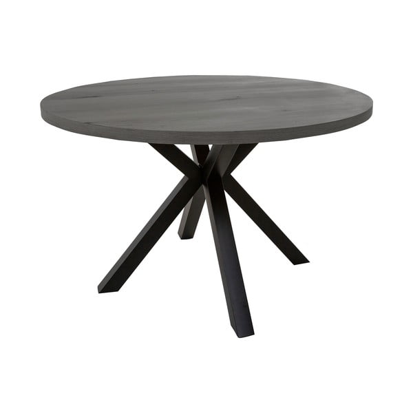Pilkas apvalus valgomojo stalas su juodomis kojomis "Canett Maison", ø 120 cm