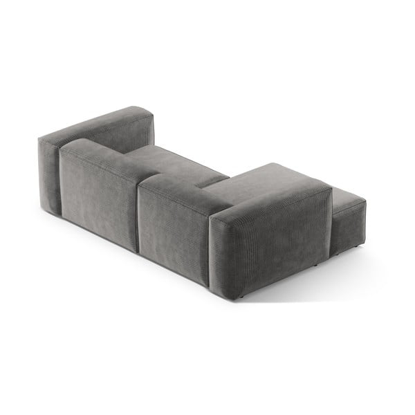 Šviesiai pilkos spalvos iš kordinio velveto kampinė sofa (su kairiuoju kampu/su gultu) Bergamo – Cosmopolitan Design-image-4