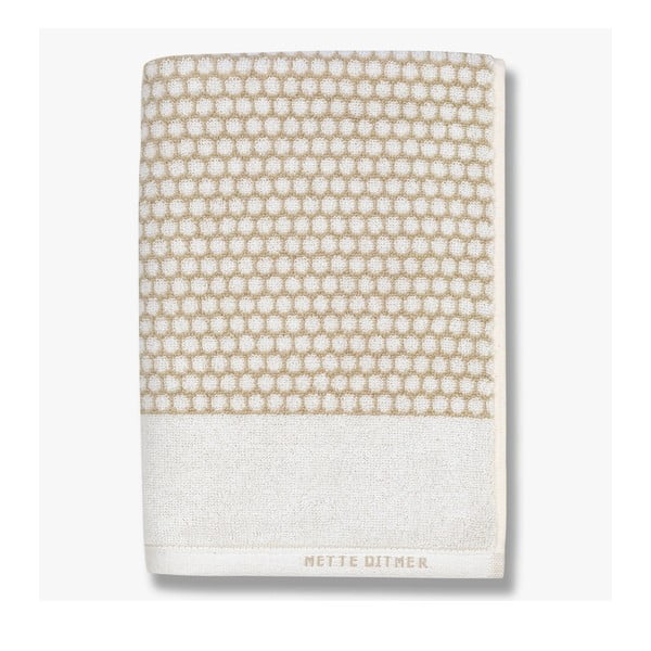 Baltas ir smėlio spalvos medvilninis rankšluostis 50x100 cm Grid - Mette Ditmer Denmark