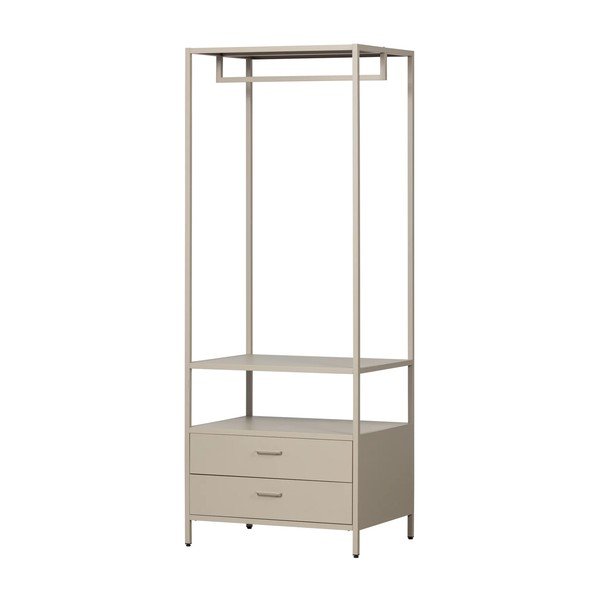Smėlio spalvos atvira iš metalo drabužių spinta 70x185x54 cm Ferris – WOOOD-image-2