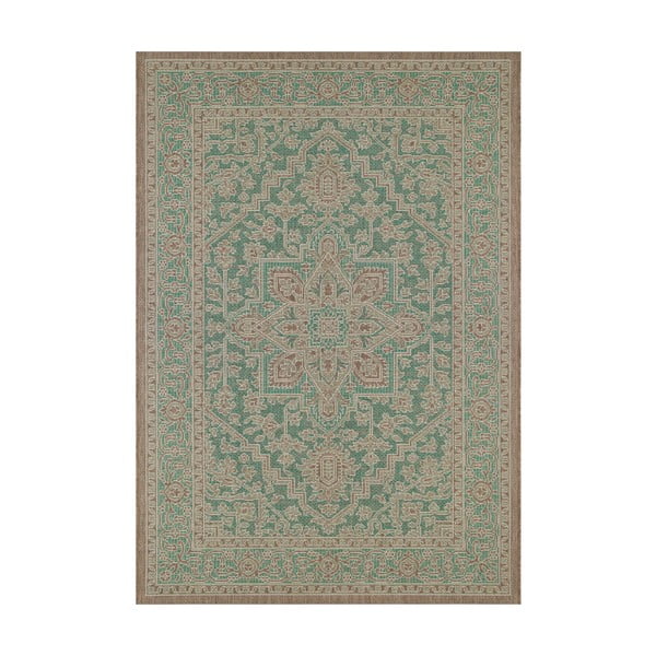 Žalios ir smėlio spalvos lauko kilimas NORTHRUGS Anjara, 160 x 230 cm